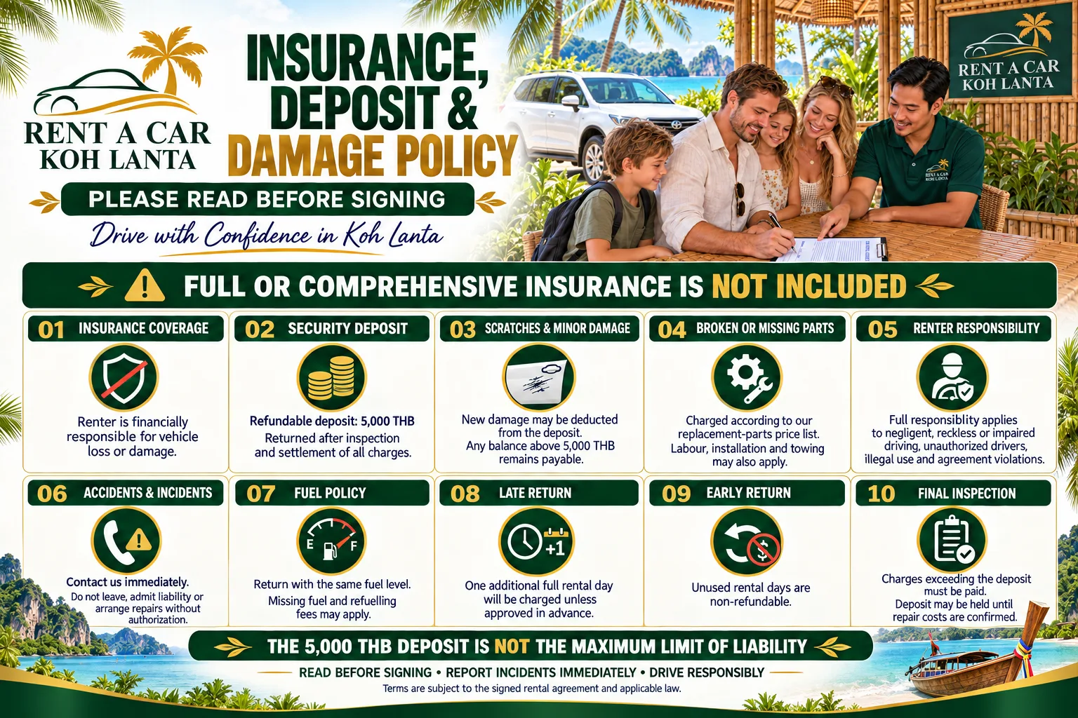 Koh Lanta Car Rental Insurance and Car Rental Policy
